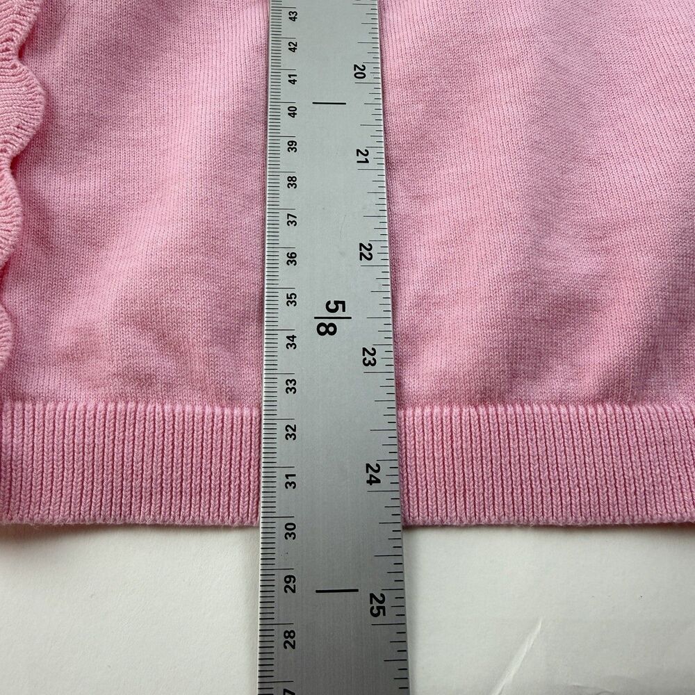 Talbots Cardigan XL Pink Scalloped Knit Sweater 3/4 Sleeve Barbiecore Coquette - Picture 9 of 11